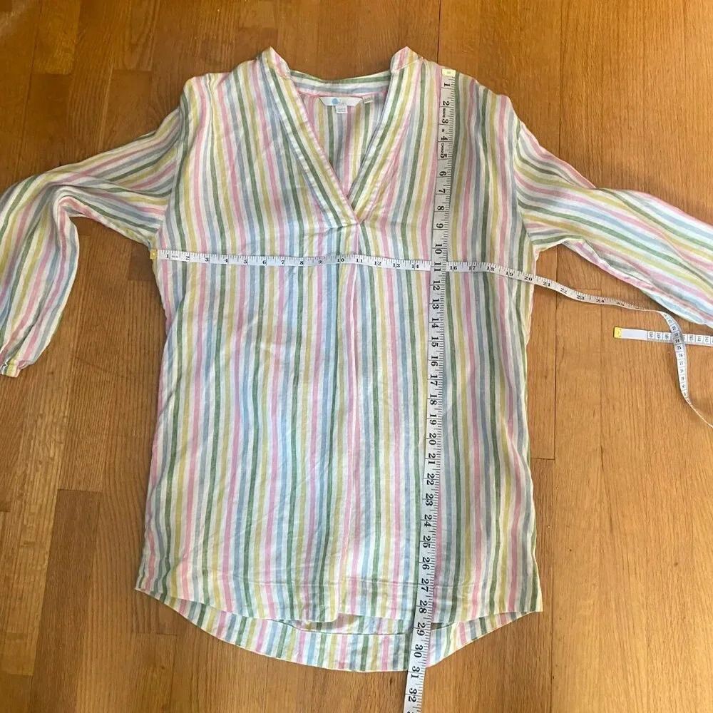 Boden Linen Pastel Rainbow Striped Tunic Top - Picture 13 of 13